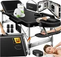 Produktbild: KESSER® Massageliege 3 Zonen, Bis 250kg, Massagetisch klappbar, verstellbar, tragbarer Koffer, Kosmetikliege, Therapieliege, Zubehör, Alu-Kopfstütze, Armlehne, Tragetasche, Anti Rutsch, 70cm, Schwarz