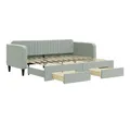 Produktbild: furnicato Bett Tagesbett Ausziehbar mit Schubladen Hellgrau 90x200 cm Samt (1-tlg)