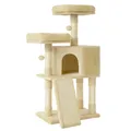 Produktbild: Feandrea Kratzbaum klein, Katzenbaum mit Kratzbrett, Plattformen, für Katze, weicher Plüsch, 115 cm, vollständig mit Sisal umwickelte Säule, beige PCT141M01