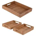 Produktbild: Meinposten Dekotablett Tablett Serviertablett Holz Teak braun Holztablett Dekotablett (1 St), Teakholz, unbehandelt braun 39 cm x 5.5 cm x 29 cm