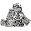 Produktbild: Caspar GU223 Damen Vintage Nietengürtel, Gürtelgröße:85, Farbe:silber metallic