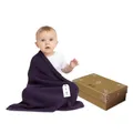 Produktbild: Little Dedi Temperatur-regulierende Strickdecke aus Bio-Baumwolle, GOTS-Zertifiziert, 80x100 cm. Weinbeere – Ideal als Kuscheldecke und in eleganter Geschenkbox für Babys, Atmungsaktiv