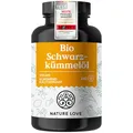 Produktbild: NATURE LOVE® Bio Schwarzkümmelöl - 240 allergenfreie, vegane Kapseln - hochdosiert: 1000mg pro Tagesdosis - davon 50% Linolsäure - kaltgepresst, aus Ägypten
