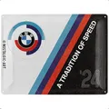 Produktbild: Nostalgic-Art Retro Blechschild, 30 x 40 cm, BMW Motorsport – Tradition Of Speed – Geschenk-Idee für BMW Accessoires Fans, Original Lizenzprodukt (OLP), aus Metall, Vintage Design