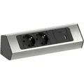 Produktbild: Bachmann Tischsteckdose Casia 2, mit 2,0m Kabel, 2x Schutzkontakt, 1x USB-A, 1x USB-C, in silber