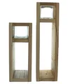 Produktbild: FRANK FLECHTWAREN Windlichtsäule Wood, 2er Set, Holz, Maße: 11 x 11 x 30 cm, 11 x 11 x 40 cm, Glaseinsatz 7 x 7 x 8 cm, ohne Kerzen