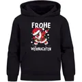 Produktbild: MoonWorks Hoodie Kinder Hoodie Weihnachtspullover Jungen Mädchen Dabbing Santa schwarz 128