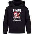 Produktbild: MoonWorks® Kinder Hoodie Weihnachtspullover Jungen Mädchen Dabbing Santa Weihnachtsoutfit Kinder Schwarz 128