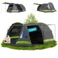 Produktbild: Skandika Kambo Tunnelzelt für 6 Personen | XL Familienzelt für Camping, 2 m Stehhöhe, Dunkle Schlafkabine, wasserdicht, 3000 mm Wassersäule, Sonnendach | großes Campingzelt, Festival Zelt für 6 Mann