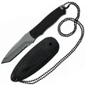 Produktbild: Herbertz Neck Knife mit Tanto Klinge partieller Wellenschliff Scheide Kugelkette
