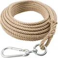 Produktbild: Braun Hanfseil 20 mm 10 m langSchlaufe Karabiner Wirbel