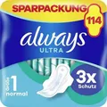 Produktbild: always Damenbinden Ultra Day Normal, Größe 1, geruchsneutralisierend, mit Flügeln, 114 Stück