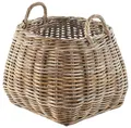 Produktbild: Kobolo Dekokorb Aufbewahrungskorb Korb mit Henkeln aus Rattan in kubu grey