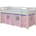 Produktbild: Homestyle4u Hochbett 90x200 Weiß Vorhang Rosa 1535
