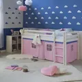 Produktbild: Homestyle4u Hochbett, Weiß, Rosa, Holz, Kinder- & Jugendzimmer, Kindermöbel, Kinderbetten, Hochbetten