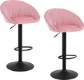 Produktbild: WOLTU Barhocker, höhenverstellbar drehbar, mit Rückenlehne, Samt Metall : Rosa 2 Farbe: Rosa Stückzahl: 2