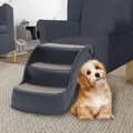 Produktbild: Hundetreppe 3 Stufen Klappbar Dunkelgrau 38x50x38 cm Haustiertreppe