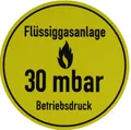 Produktbild: Betriebsdruckaufkleber 30 mbar Aufkleber Gas Druck Pflicht für G607 Gasabnahme Gasprüfung