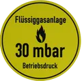 Produktbild: Betriebsdruckaufkleber 30 mbar Aufkleber Gas Druck Pflicht für G607 Gasprüfung