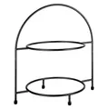 Produktbild: APS 33208 Serviergestell „Industrial“, Etagere, Gestell aus Metall für 2 Teller max. Ø 27 cm, innerer Ring Ø 18 cm, Größe 19,5 x 29 cm, Höhe 30 cm, Antirutsch-Füßchen (Teller nicht enthalten), Schwarz