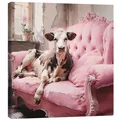 Produktbild: Leinwandbild Süße Kuh auf rosa Couch - Ryley Gray