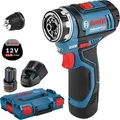Produktbild: Bosch Akku-Bohrschrauber GSR 12V-15 FC, 12V / 2Ah, mit 2 Akkus, Ladegerät, Bohrfutteraufsatz und Koffer
