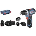 Produktbild: Bosch Professional 12V System Akku Bohrschrauber GSR 12V-15 FC - FlexiClick System (inkl. 2x Akku GBA 12V 2.0Ah, Schnellladegerät GAL 12V-40, Bohrfutteraufsatz GFA 12-B, 2x Einlage, L-BOXX)