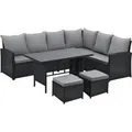Produktbild: Svita Monroe Garten-Lounge Set Polyrattan Lounge-Möbel Sitzgruppe Schwarz