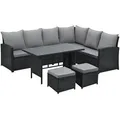 Produktbild: SVITA Monroe Garten-Lounge Set Polyrattan Lounge-Möbel Sitzgruppe Garten Schwarz - Schwarz