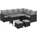 Produktbild: Svita Sitzgruppe, Schwarz, Kunststoff, 4-teilig, 6-Sitzer, rechteckig, Loungemöbel, Gartenlounge-Sets