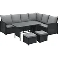 Produktbild: Monroe Garten-lounge Set Polyrattan Lounge-möbel Sitzgruppe Schwarz - Svita