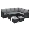 Produktbild: SVITA Monroe Garten-Lounge Set Polyrattan Lounge-Möbel Sitzgruppe Schwarz