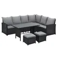 Produktbild: SVITA Monroe Garten-Lounge Set Polyrattan Lounge-Möbel Sitzgruppe Garten Schwarz