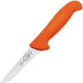 Produktbild: F. DICK Ausbeinmesser ErgoGrip 10 cm, steif - rostfrei, Klinge extra scharf, 56 HRC, Fleischermesser ergonomischer Griff hygienisch - Spezialstahl Metzgermesser - Profi Messer - 82368101-53 - orange