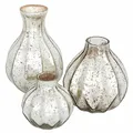 Produktbild: Loberon Vase 3er Set Frido, DREI abgestufte Formen und Größen, mit antiker Patina, reizvoller Vintage-Charme, Bauernsilber-Finish, Blumenvase, Glas, antiksilber