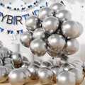 Produktbild: AULE Luftballons Silber Metallic Helium: 50 Stück 12 Zoll Luftballon Silberne Ballons Latex Geburtstagsdeko für Hochzeit Graduation Junggesellenabschied Geburtstag Deko
