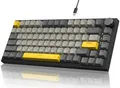 Produktbild: YINDIAO Ajazz AK820 Mechanische Tastatur mit Knopf,75% ANSI-Layout,82 Tasten,Kabelgebundene Gaming-Tastatur,Verbesserte Dichtungsmontage,Hot Swappable,Linearer Schalter,RGB-Licht,für PC,MAC (Grau)