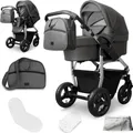 Produktbild: Bergsteiger Capri Kombikinderwagen 2-in-1 ohne Babyschale – Babywanne & Sportsitz, Luftreifen, Federung, höhenverstellbarer Griff, faltbar, Zubehör