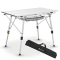 Produktbild: Juskys Campingtisch Picco - Aluminium Tisch 90 x 52 cm leicht, klappbar, höhenverstellbar - Camping, Garten - Outdoor Klapptisch - Gartentisch Silber
