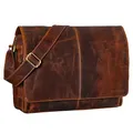 Produktbild: STILORD 'Alex' Vintage Ledertasche Männer Frauen Businesstasche zum Umhängen 15,6 Zoll Laptoptasche Aktentasche Unitasche Umhängetasche Leder, Farbe:florida - braun