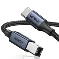 Produktbild: UGREEN USB C Druckerkabel USB B auf USB C Kabel Scannerkabel mit Nylonkabel und Aluminiumstecker kompatibel mit iPhone 15 Serie MacBook Matebook Canon Epson Drucker DAC MIDI Tastatur usw (Schwarz 1m)