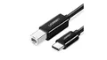 Produktbild: Kabel Ugreen US370 45034 do drukarki USB-C / USB-B 1m - czarny