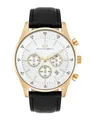 Produktbild: Rhodenwald & Söhne Goodwill Herrenuhr Chronograph Edelstahl Gelbgold 5 ATM Präzisions-Quarzwerk Echtlederarmband schwarz - Quarzuhr Armbanduhr