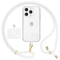 Produktbild: NALIA HoldMe Air Universal-Kette mit Pad, Band für Handy-Hülle zum Umhängen, Karabinerhaken aus Metall (gold), Schlüsselband Umhängeband 160 CM, Crossbody Lanyard mit Schlaufe, Farbe:Weiß