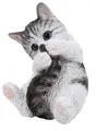 Produktbild: Dekofigur Kätzchen spielend Polyresin ca. 13 x 18 x 24.5 cm grau/weiß, Dehner