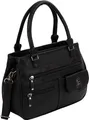 Produktbild: Damen Tasche Schultertasche Henkeltasche Handtasche Leder Optik   SCHWARZ (15109)