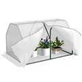 Produktbild: Outsunny Gewächshaus mit PE-Gitterfolie, UV-beständige Foliengewächshaus aus Stahl, Treibhaus für Balkon, Garten, Tomatenhaus 99x71x60cm, Tomatengewächshaus für Gemüse, Blumen, Pflanzen, Weiß