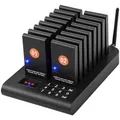 Produktbild: VEVOR Restaurant-Pager-System, kabelloses Warteschlangensignal mit 500 m Reichweite, Piepser zur Rufannahme von Gästen mit Vibration und Blinken, 16 Pager für Imbisswagen, Kirche