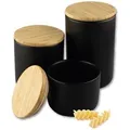 Produktbild: MoritzundMoritz Vorratsdose 1408, aus Keramik, 0,4 - 0,9 Liter, mit Bambusdeckel, schwarz, luftdicht 3-teilig