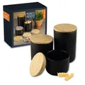 Produktbild: 3x Vorratsdosen Schwarz 400-900 ml - Beschreibbar - Aufbewahrungsdosen Keramik